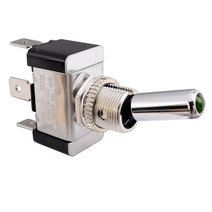 Heavy Duty Green LED On/Off Metal Toggle Switch