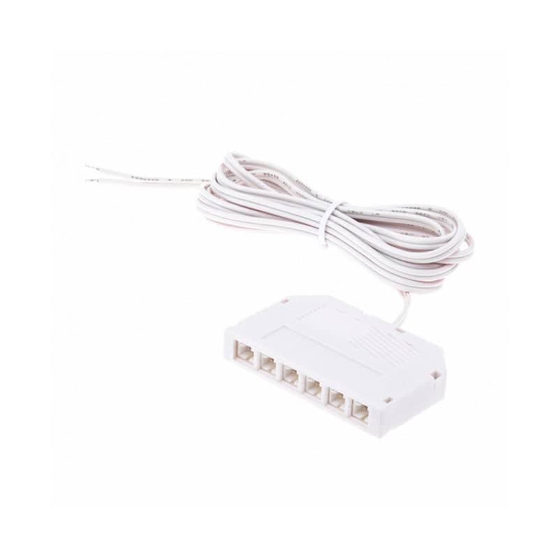 6-point splitter with 2m cable  no plug White   OKSZ-2M-LED-6-BI-V03