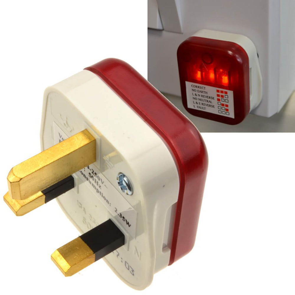 Mains Tester Plug With LED Indication For 13A Sockets - UK Plug  -  T203
