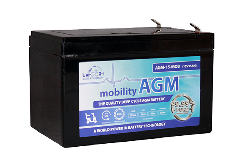 Leoch Mobility 12v 15Ah AGM ( T2 )    AGM-15-MOB
