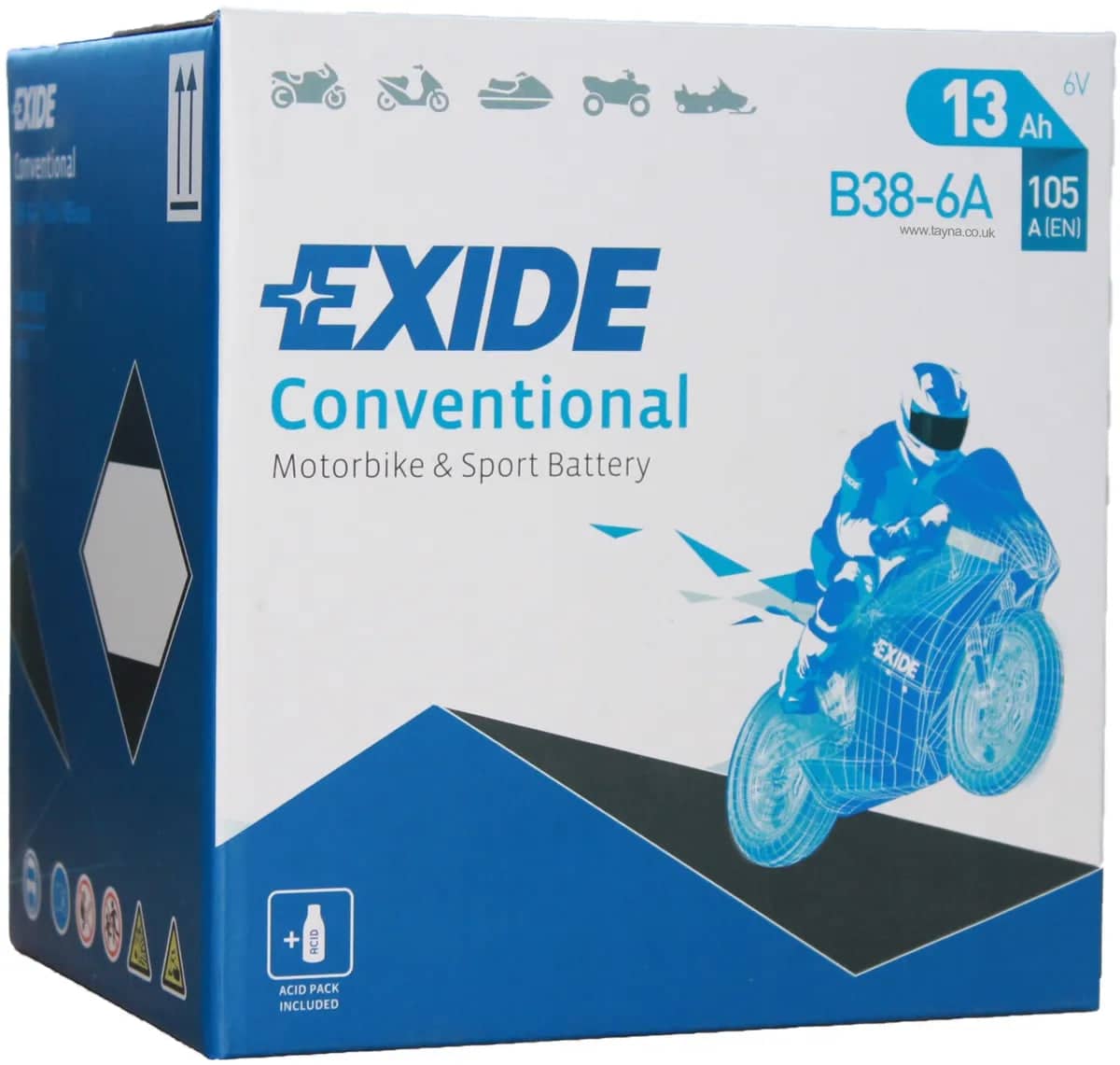 Exide B38-6A 6V Motorcycle Battery    B38-6A