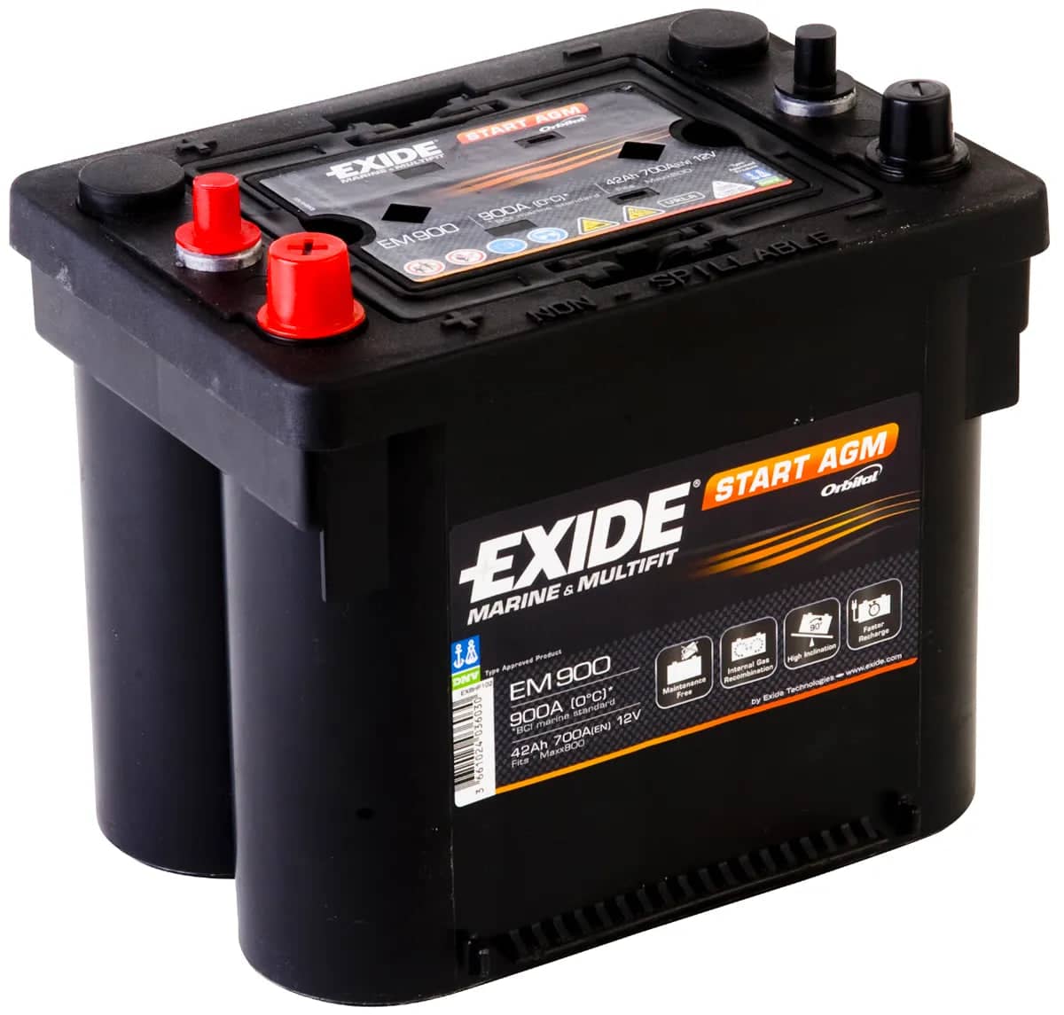 Exide EM900 Start AGM Battery ( Orbital ) 42Ah 700cca   EM900