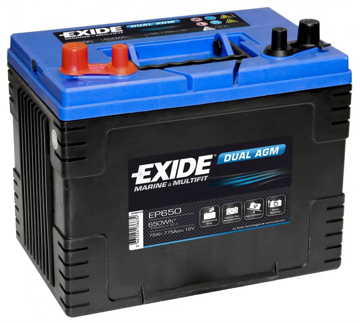 Exide EP650 Dual AGM Battery ( 031 ) 75Ah 775cca   EP650