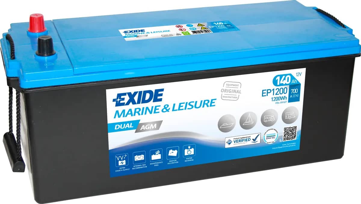 Exide EP1200 Dual AGM Battery ( 627 ) 140Ah 700cca   EP1200