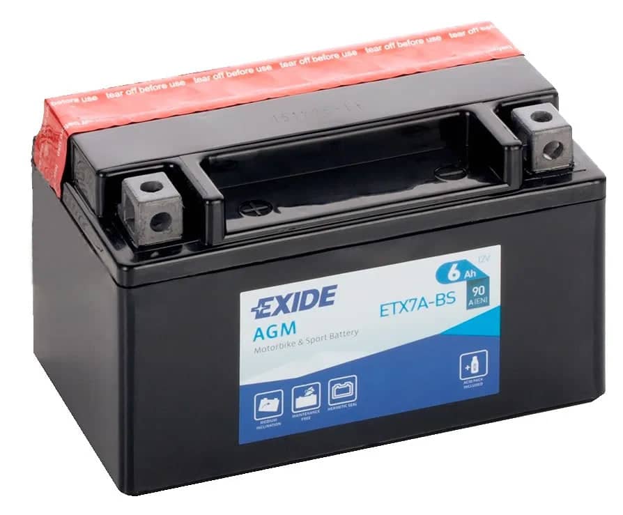 Exide ETX7A-BS 12V AGM Motorcycle Battery ( YTX7A-BS ) 6Ah 90cca   ETX7A-BS