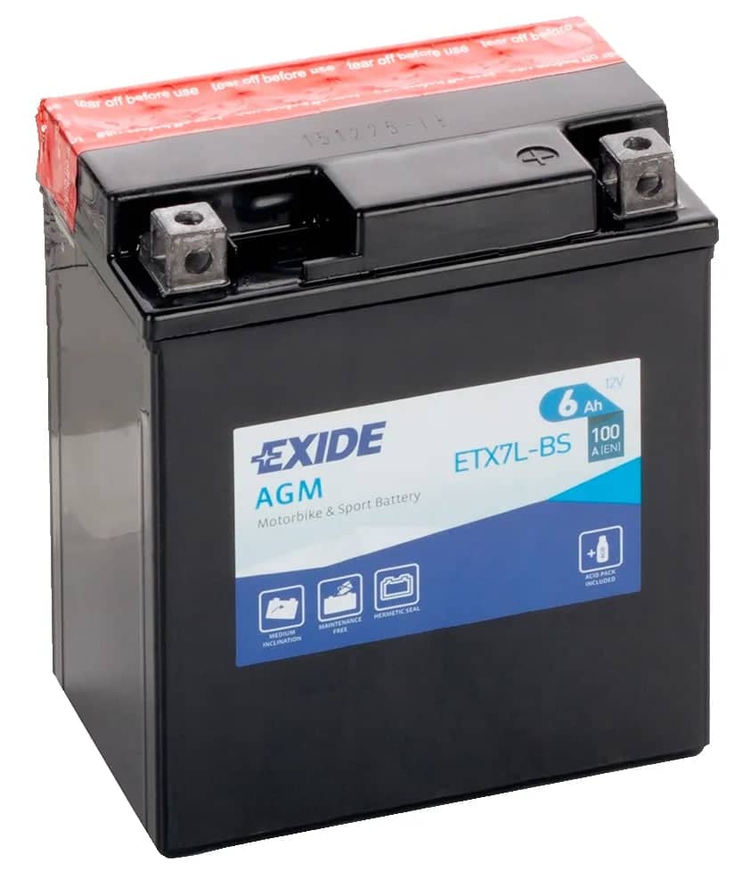 Exide ETX7L-BS 12V AGM Motorcycle Battery ( YTX7L-BS ) 6Ah 100cca   ETX7L-BS