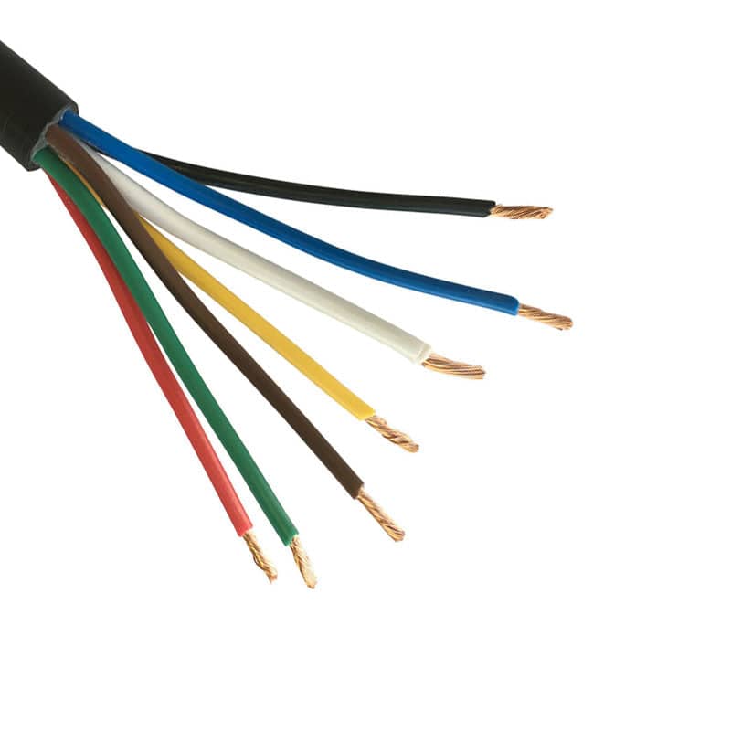 7 Core Automotive PVC Cable 6 x 1mm + 1 x 2mm 8.75A + 17.5A Black   C702