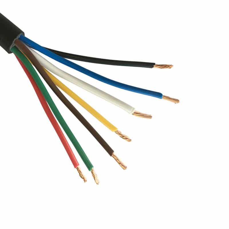 7 Core Automotive High Temp Thinwall Cable 6 x 1mm + 1 x 2mm 16.5A + 25A   C702TW-100B