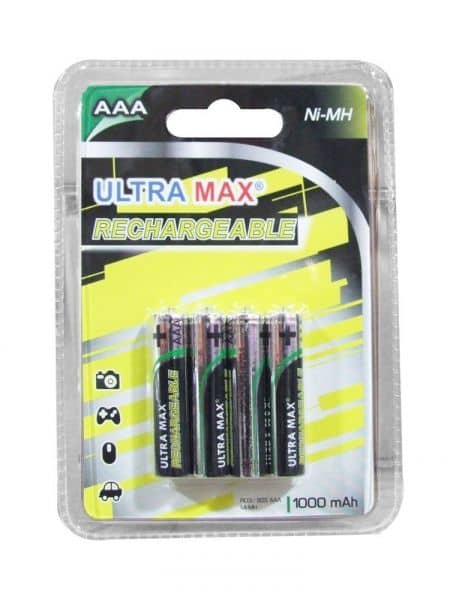 UltraMax Rechargeable NIMH AAA 1000 MAH    RECR03UMX-1000