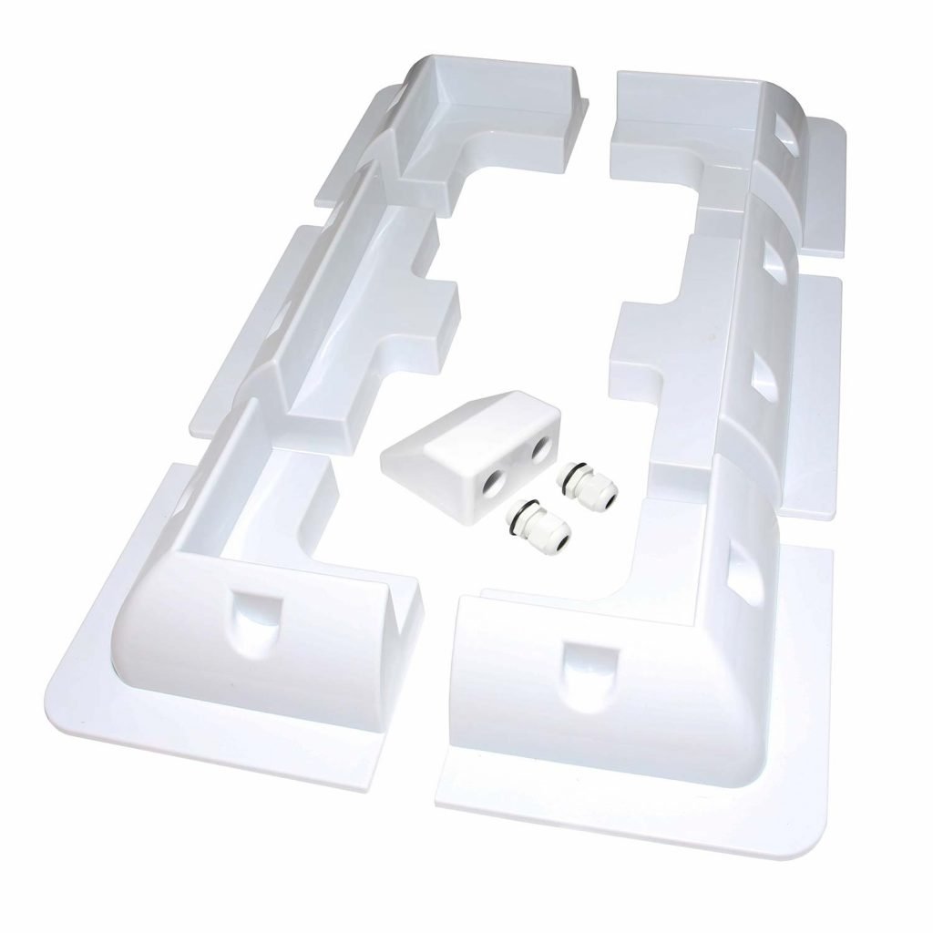 White ABS Panel Brackets Corner Side & Cable