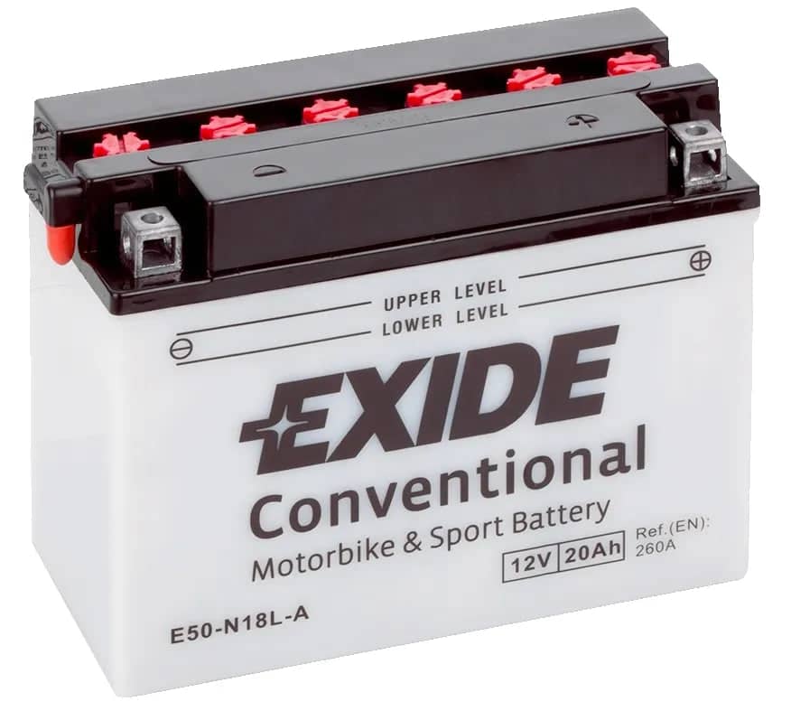 Exide E50-N18L-A 12V Motorcycle Battery ( Y50-N18L-A ) 20Ah 260cca   E50-N18L-A