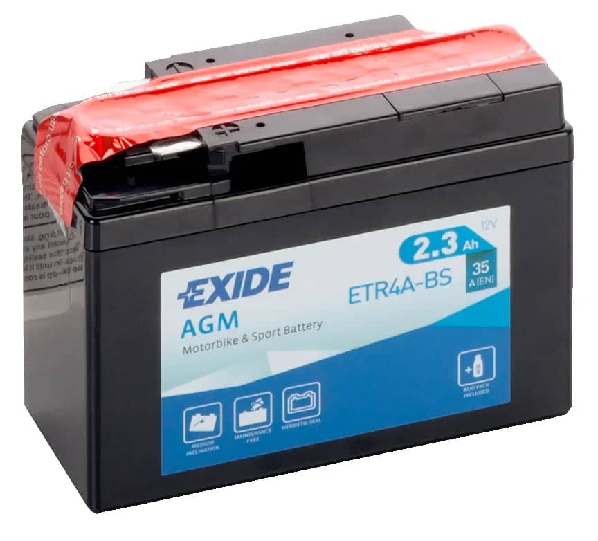Exide ETR4A-BS 12V AGM Motorcycle Battery ( YTR4A-BS ) 2.3Ah 35cca   ETR4A-BS