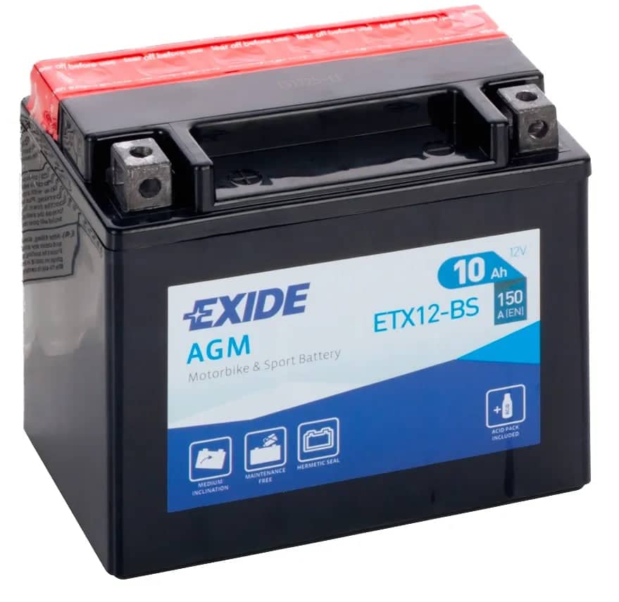 Exide ETX12-BS 12V AGM Motorcycle Battery ( YTX12-BS ) 10Ah 150cca   ETX12-BS