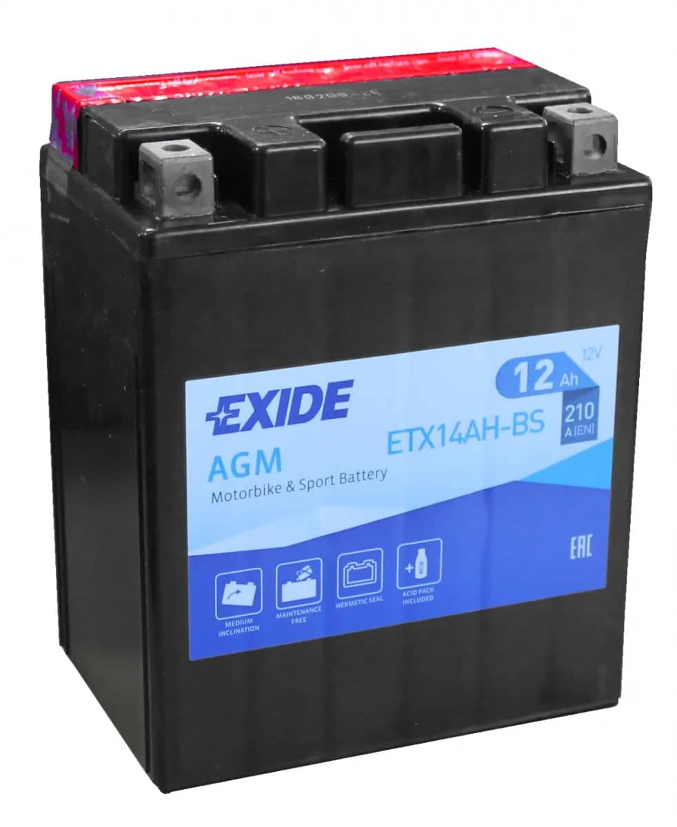 Exide ETX14AH-BS 12V AGM Motorcycle Battery ( YTX14AH-BS ) 12Ah 210cca   ETX14AH-BS