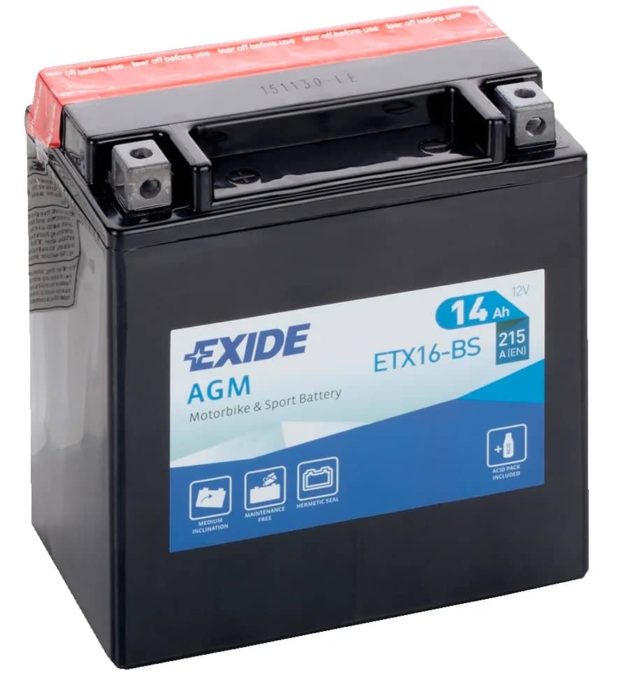 Exide ETX16-BS 12V AGM Motorcycle Battery ( YTX16-BS ) 14Ah 215cca   ETX16-BS