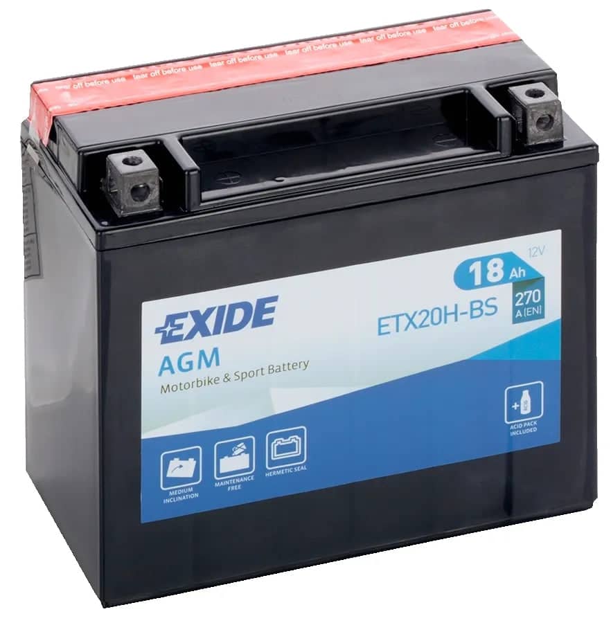 Exide ETX20H-BS 12V AGM Motorcycle Battery ( YTX20H-BS ) 18Ah 270cca   ETX20H-BS
