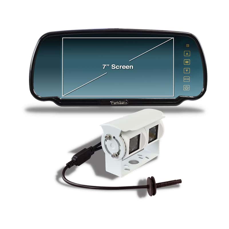 Twin Universal White Camera with 7Ã¢â‚¬Â Colour Mirror Monitor Kit   PS7006C09W