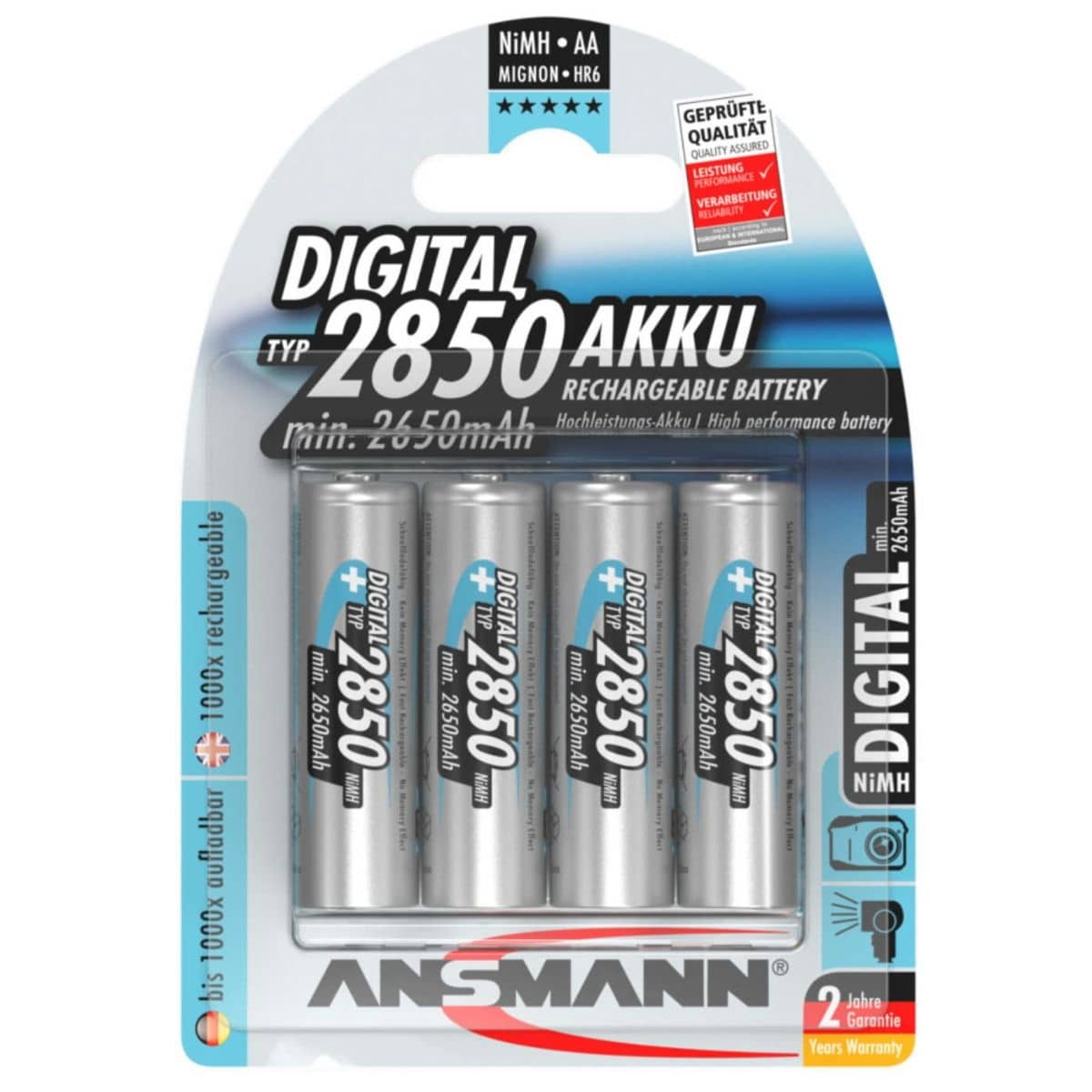 Ansmann Rechargeable Batteries AA 2850mAh NIMH x4  -  ANS2850AA-B4