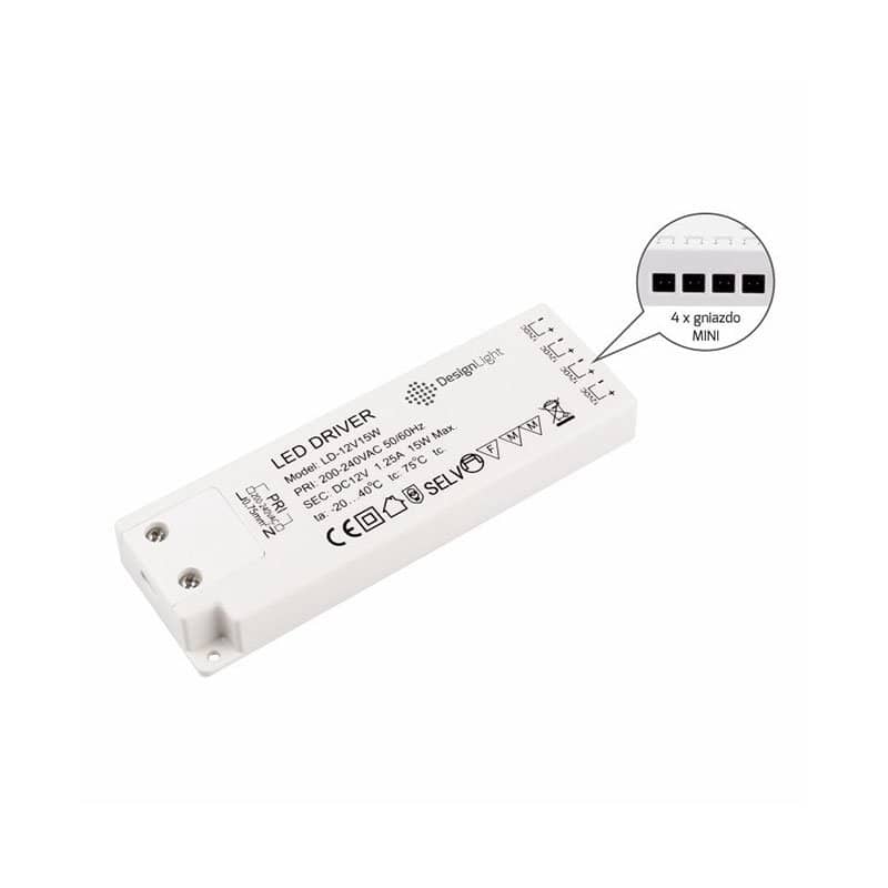 Flat Slim LED Driver 15w ( No Cables )    TRA-LD-15W-T-01