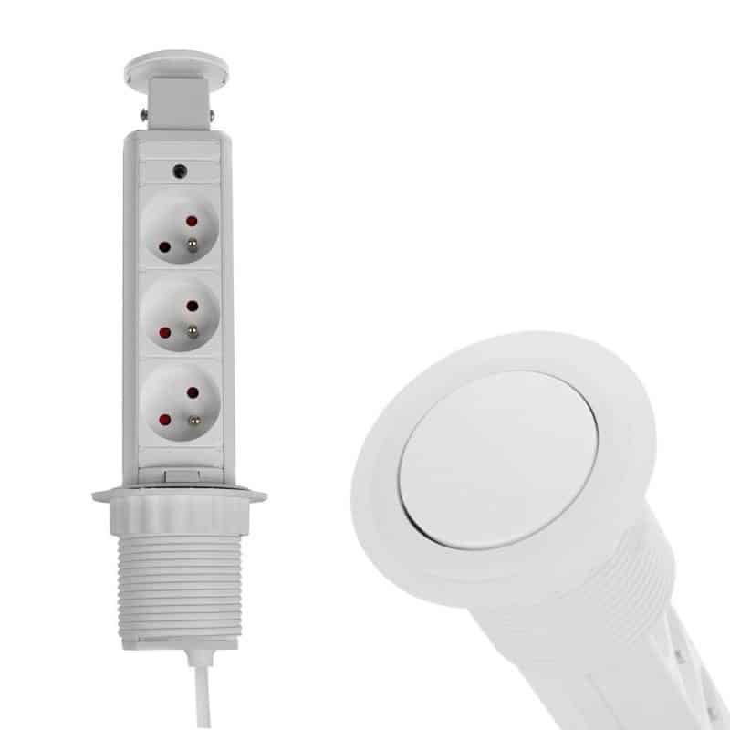 LIFTBOX White 3x French Socket with Grounding Pin   LIFTBOX-BI-3FR-01