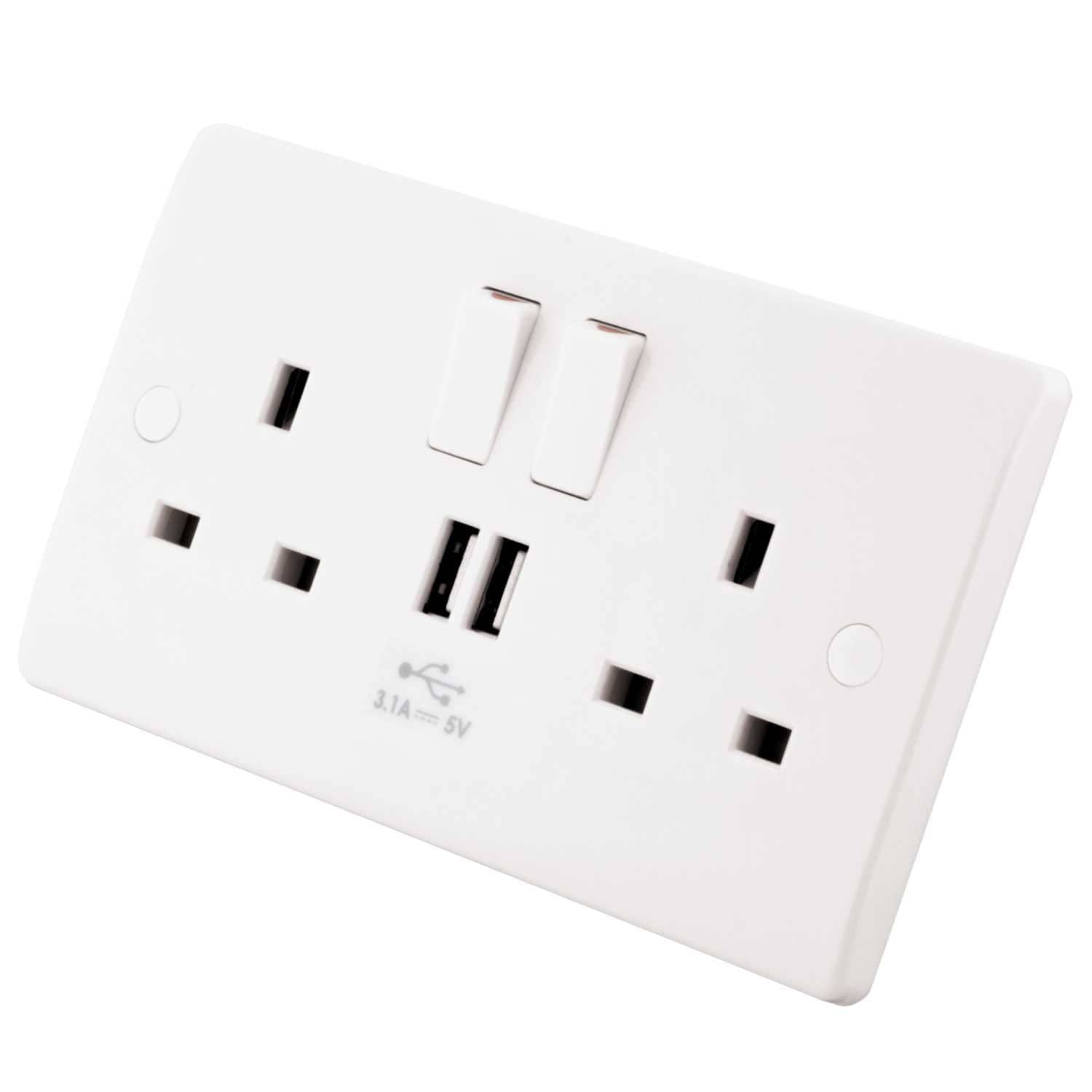 2 Gang Switched Socket Outlet - SP 2 x USB    RPP M2213SSUSB